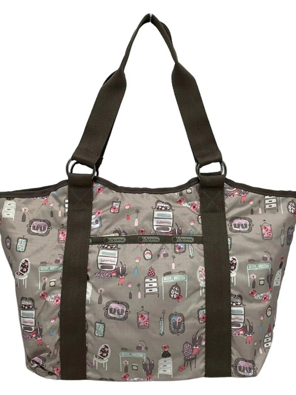LESPORTSAC Beige Pink Multi Respo Nylon Shoulder Bag